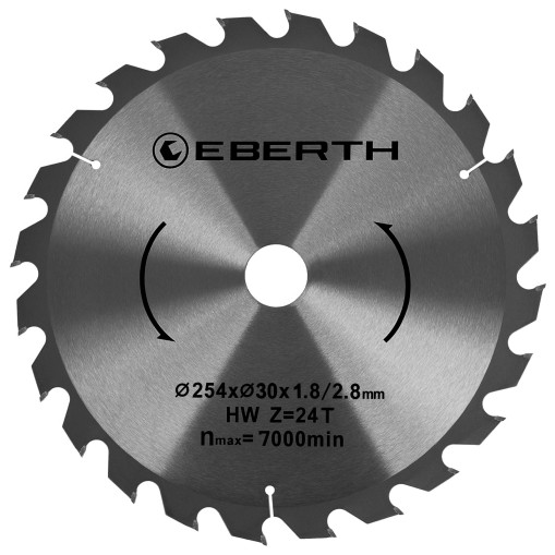 EBERTH Lama Sega Circolare TCT per Xilografie (254 x 1,8 x 30mm, 24 Denti, Carburo di Tungsteno)